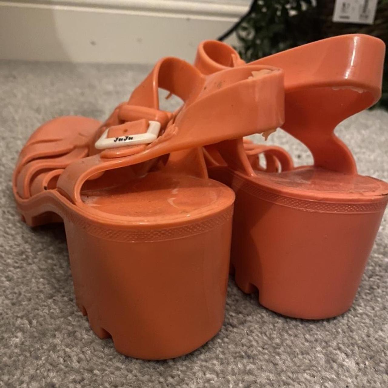 JuJu jelly shoes. Size 5. Used. Orange. Depop