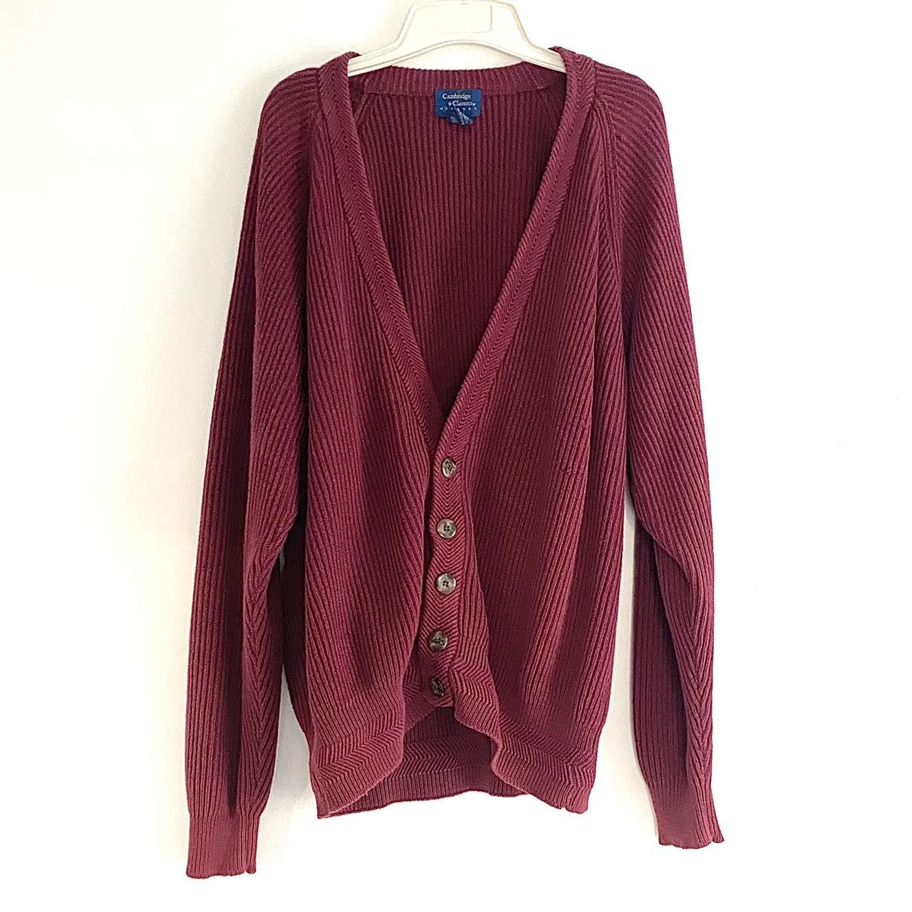 Cozy oversized maroon cardigan sweater DM for more... - Depop