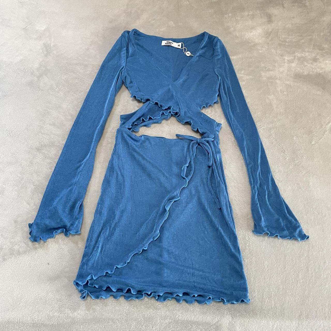 Tiger mist blue cut out long sleeve mini dress Stretchy Depop