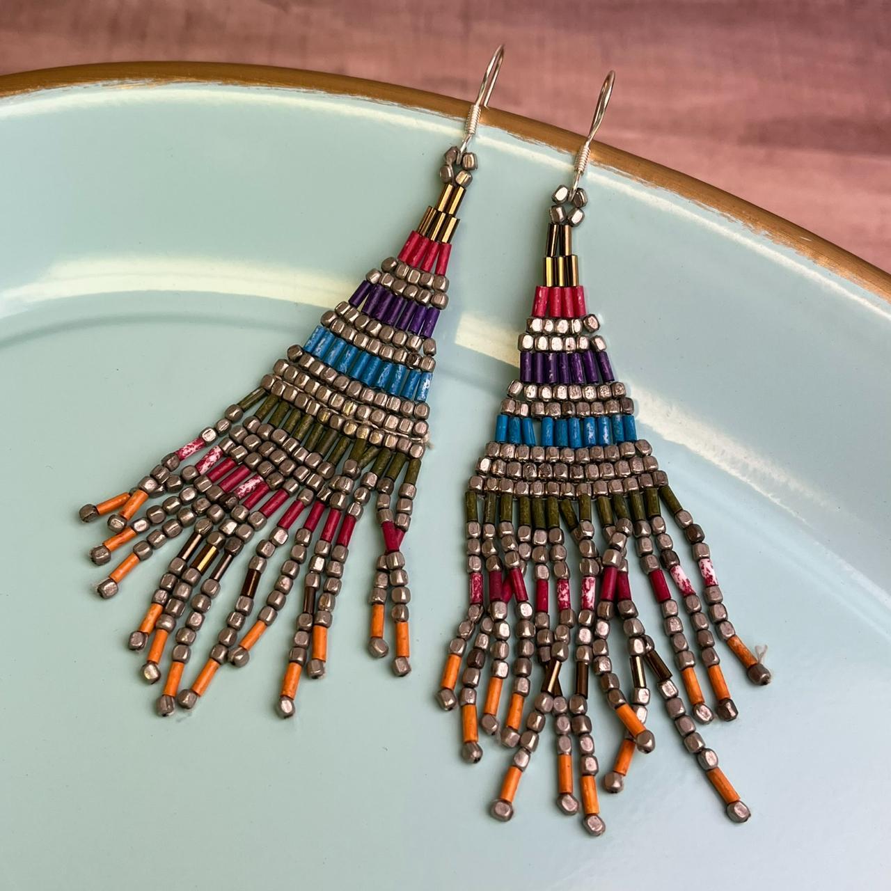 Long Dangling Beaded Earrings Depop