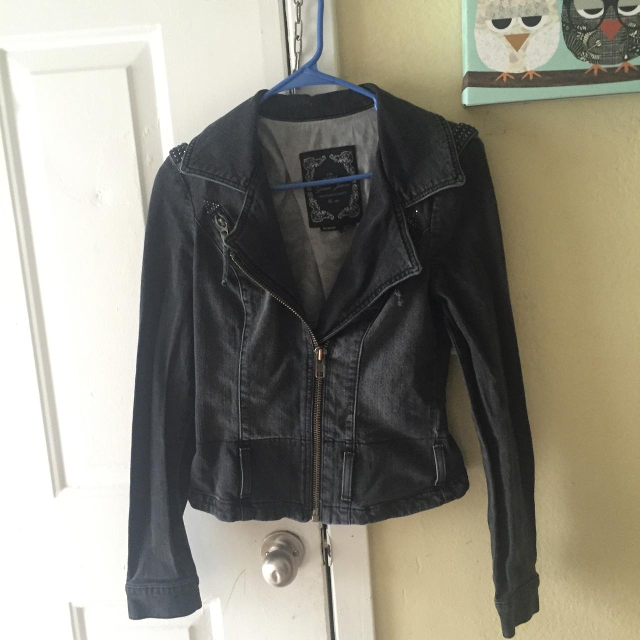 Guess Jean Jacket with rhinestones. Black Jean... Depop