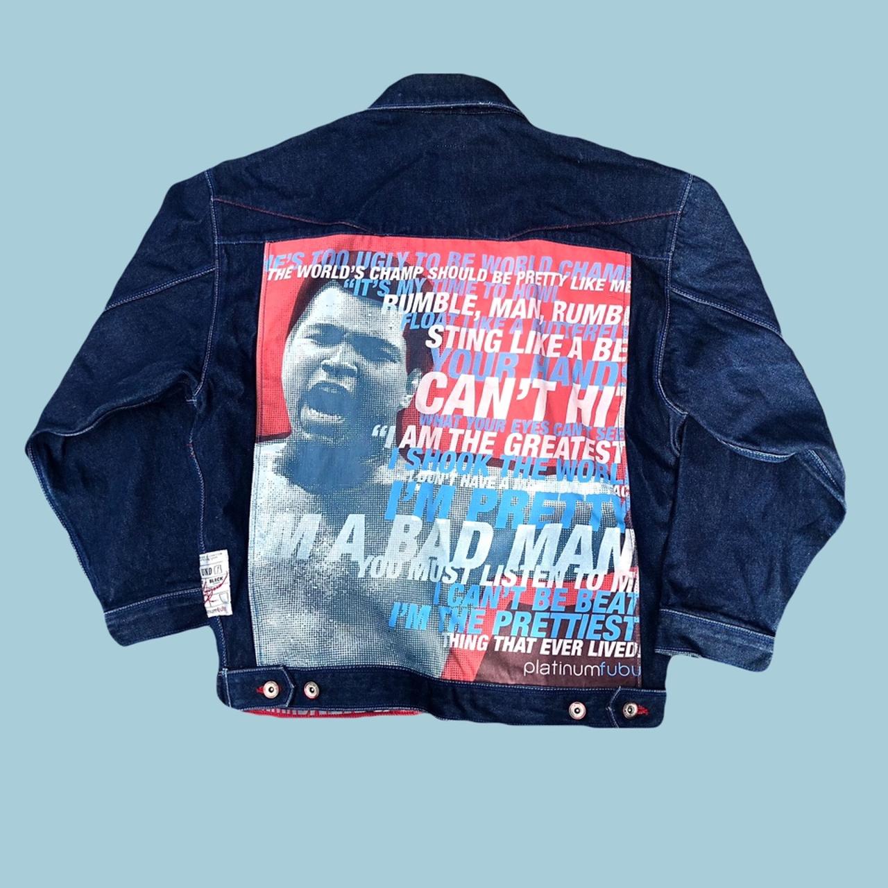 Vintage Platinum FUBU Muhammad Ali Denim Jacket... - Depop