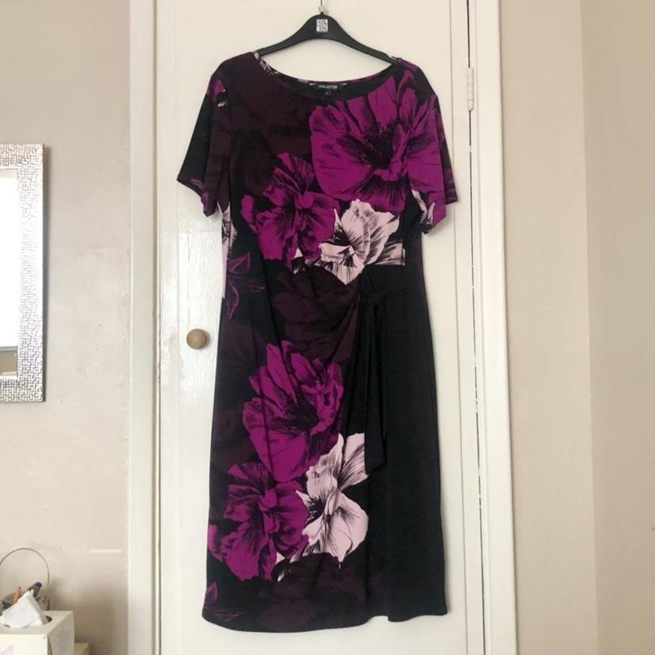 Debenhams Collection Purple Floral Dress Size 16 Tie... Depop