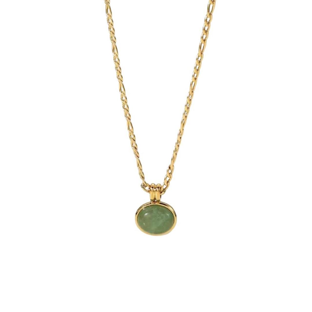 This elegant green gem stone necklace not only will... - Depop