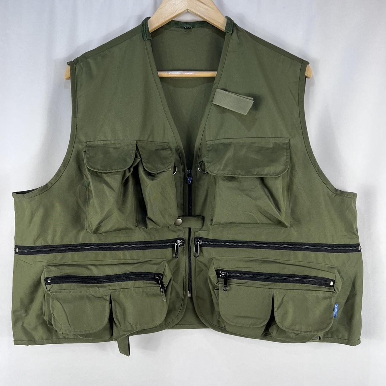 Green Cropped Cargo / Utility Vest with Multiple... - Depop