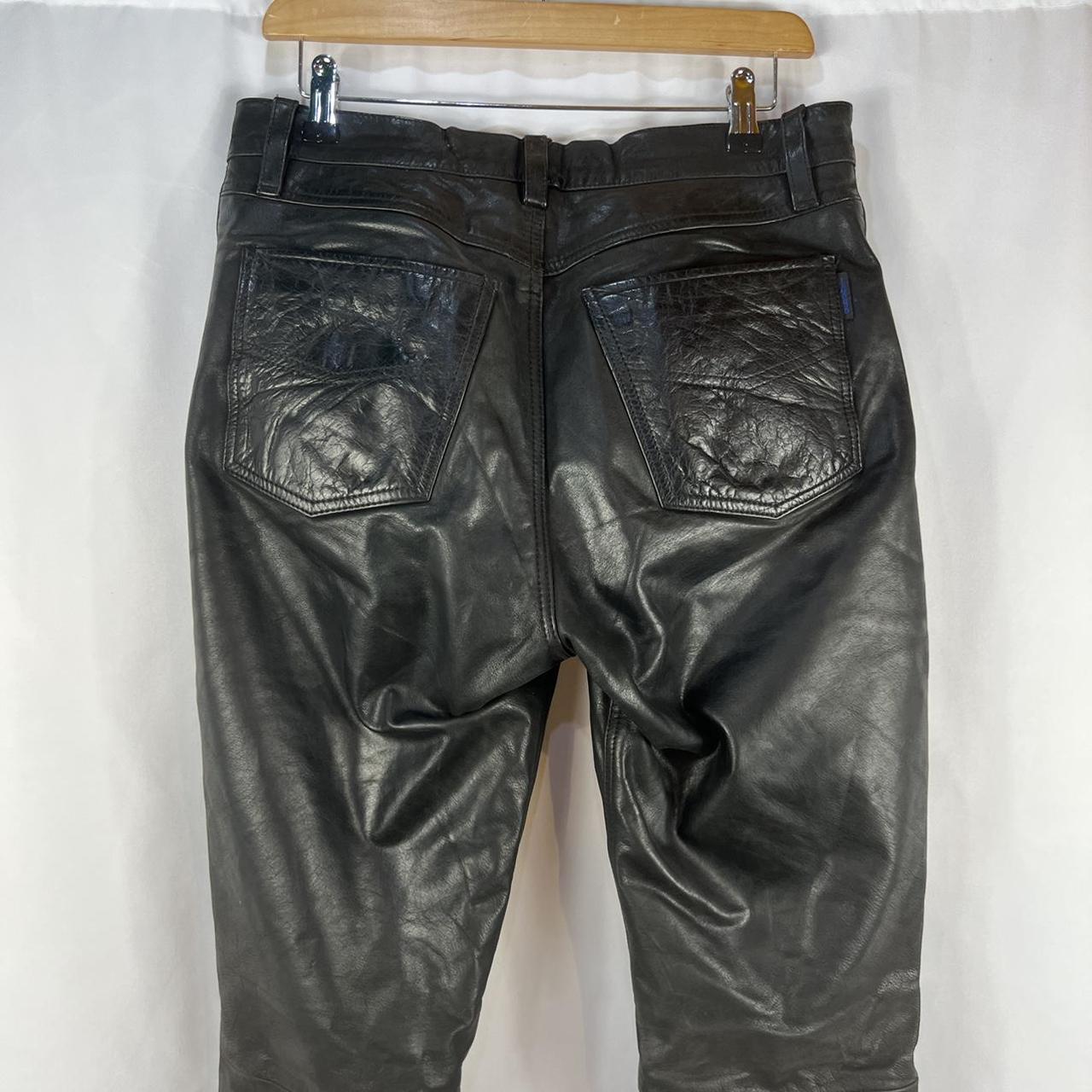 Vintage 90s Black Leather Trousers - W31”... - Depop