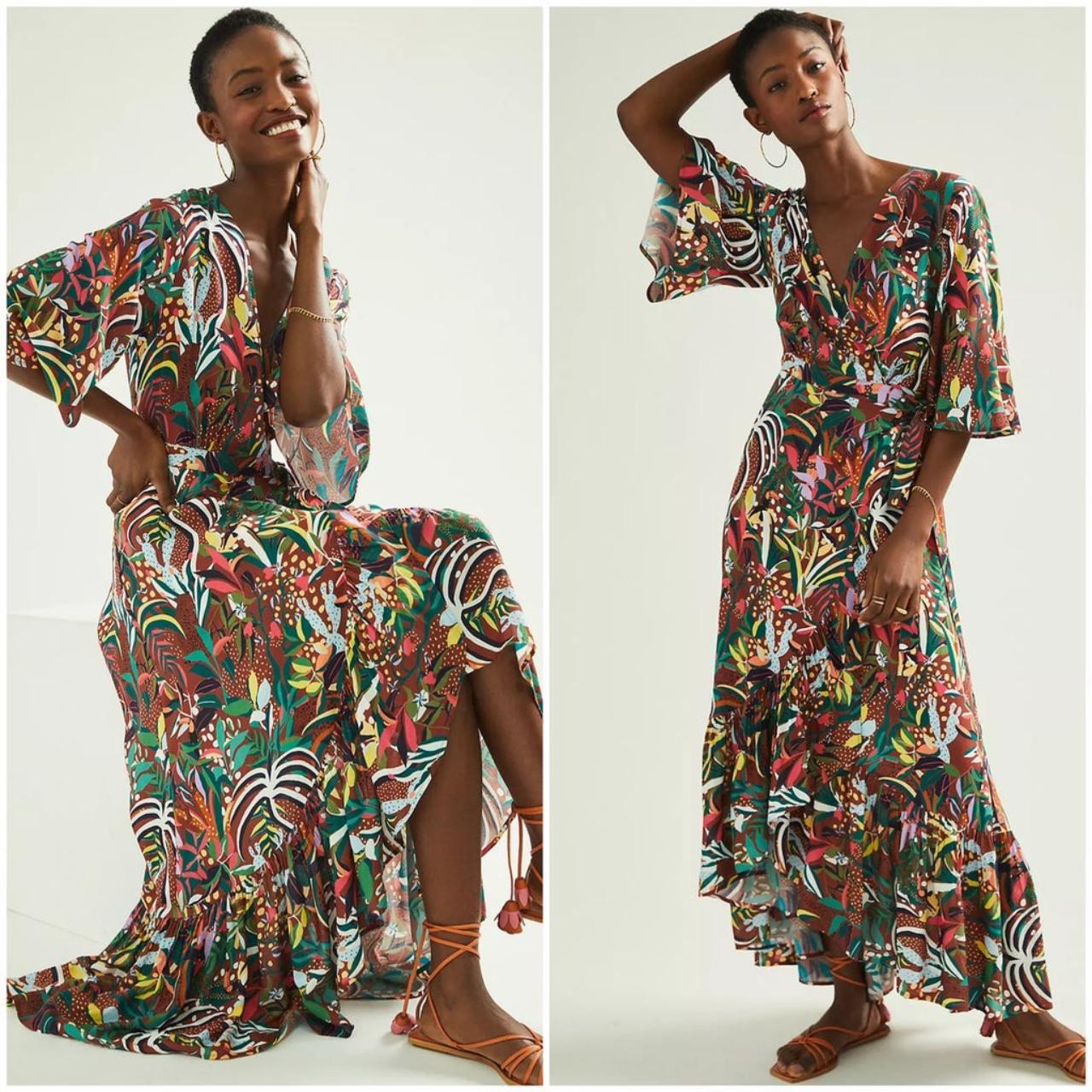 FARM RIO x ANTHROPOLOGIE Fiesta Wrap Maxi Dress -... - Depop