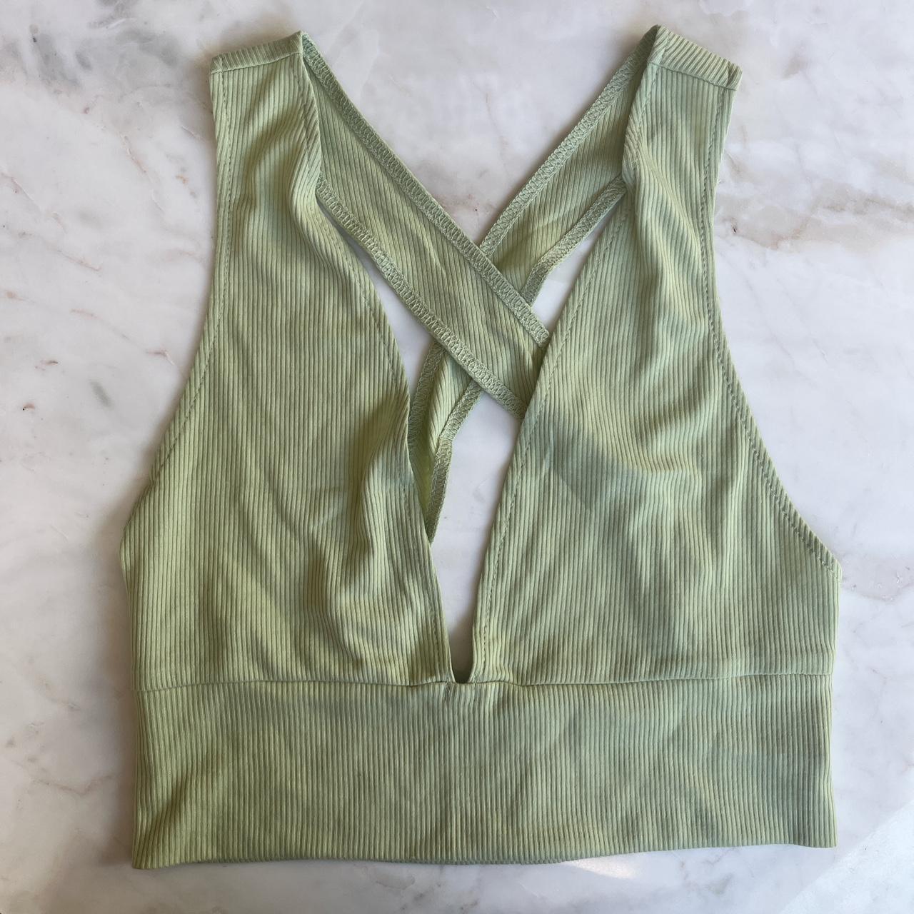 light green v neck tank top with cross in the back -... - Depop