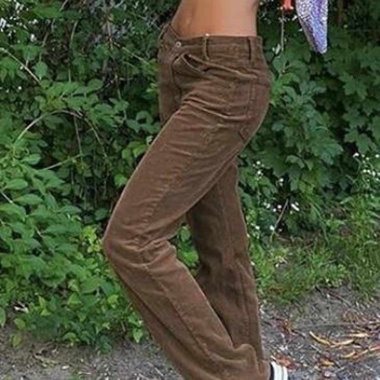 cutest low rise brown corduroy pants, size S,... - Depop