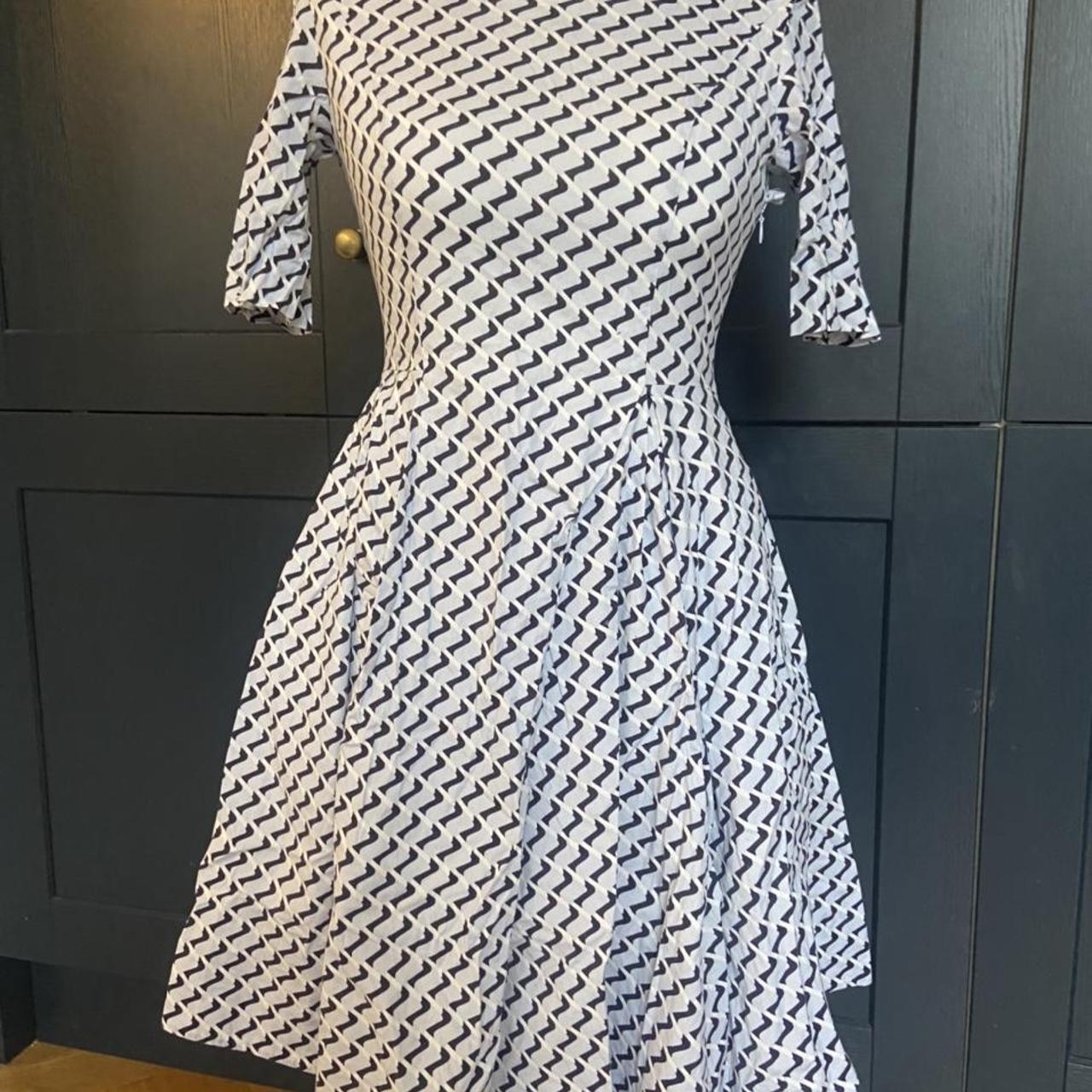 COS Women's Blue and White Dress | Depop