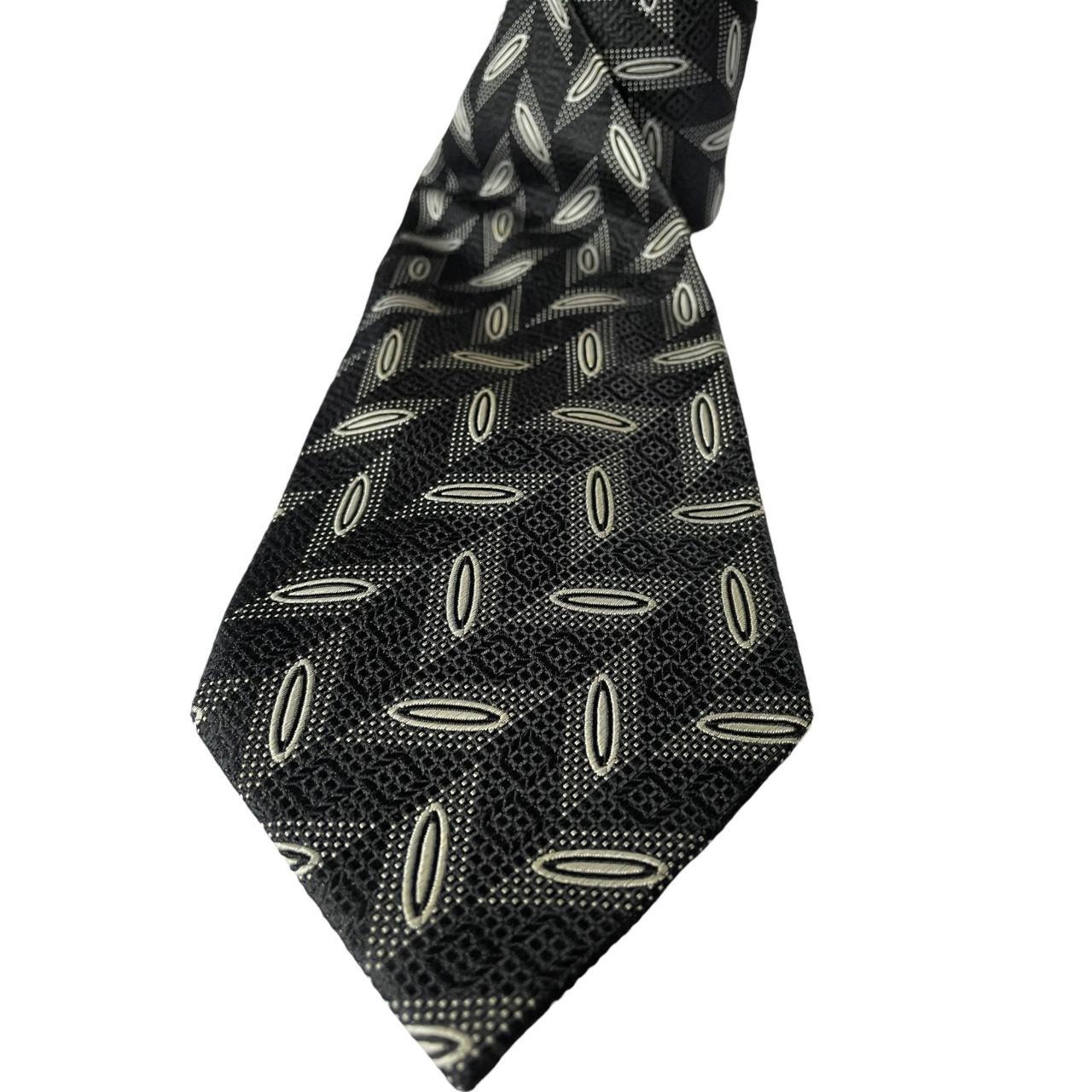 Solitaire Mens Neck Tie Gray White Geometric Tied... - Depop