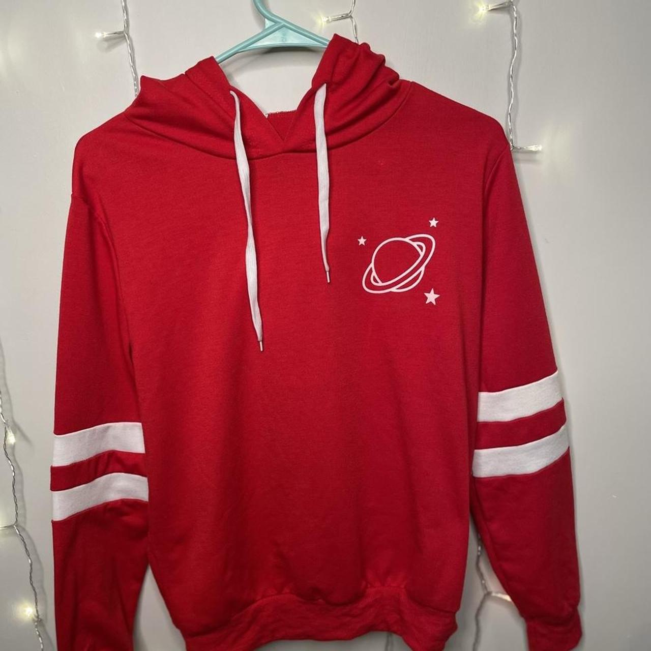 Women's Red and White Hoodie | Depop