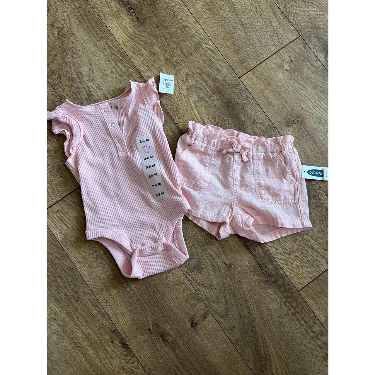 New Old Navy Blush Ribbed Ruffle Sleeve Bodysuit and... - Depop
