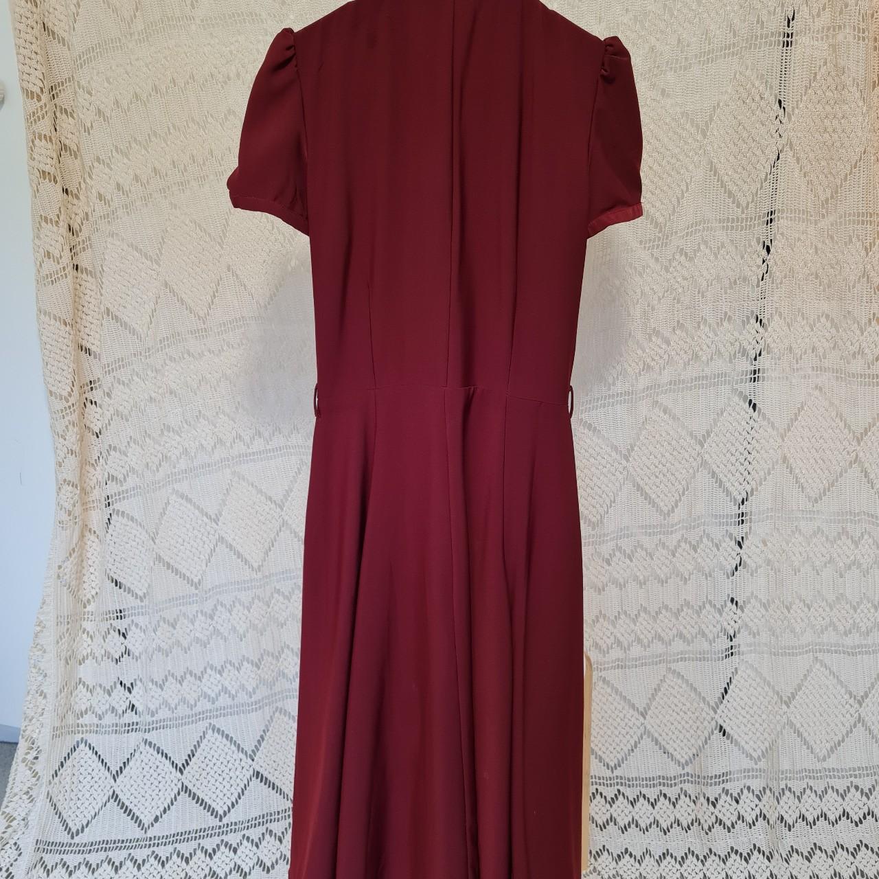 Collectif 1940s deep red pinup dress. Knee-length,... - Depop