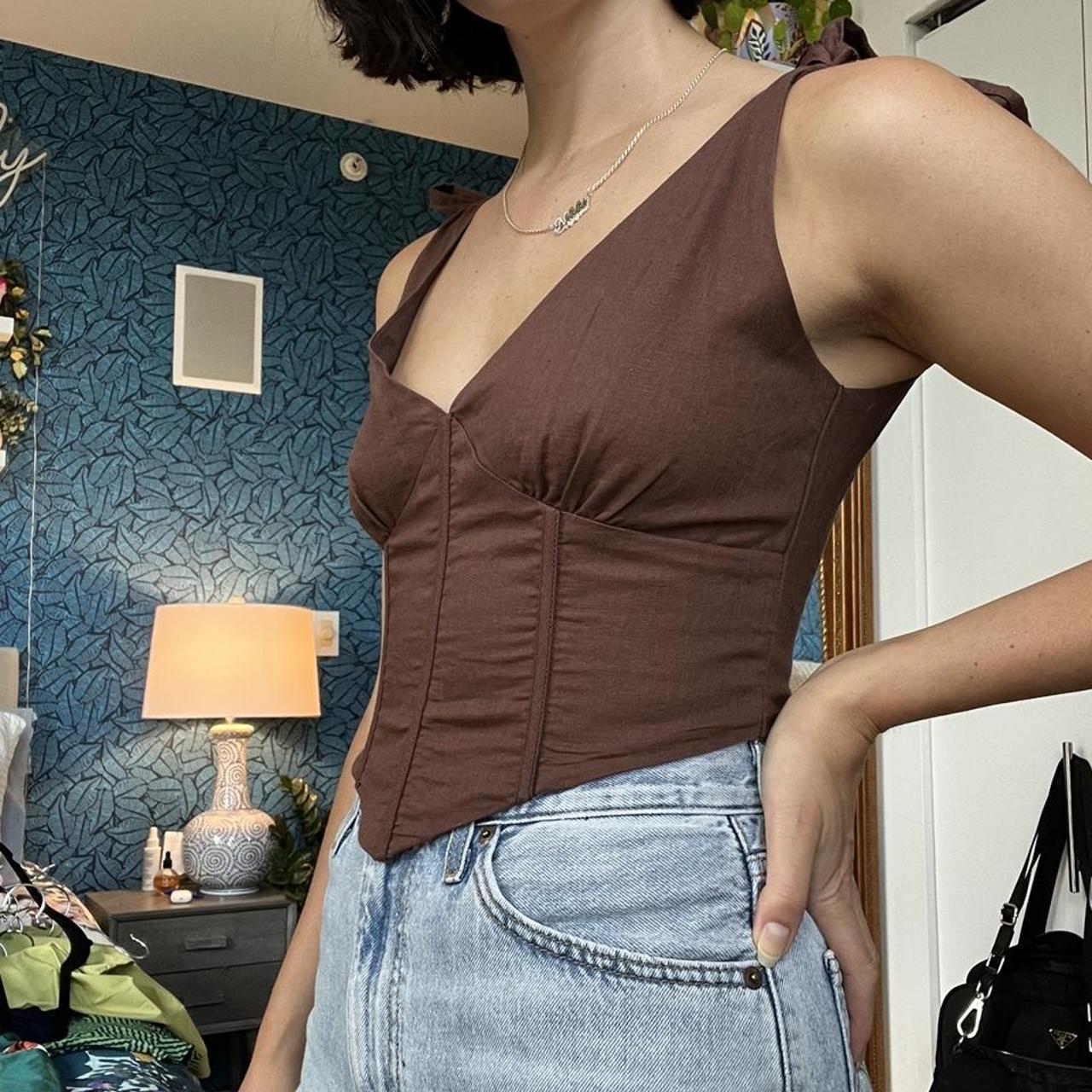 Chocolate brown corset top Depop
