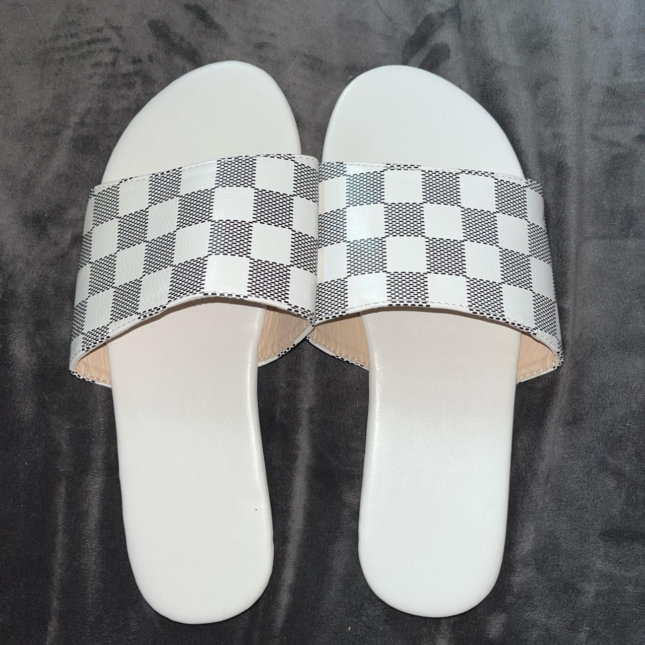 black and white checkered sandals