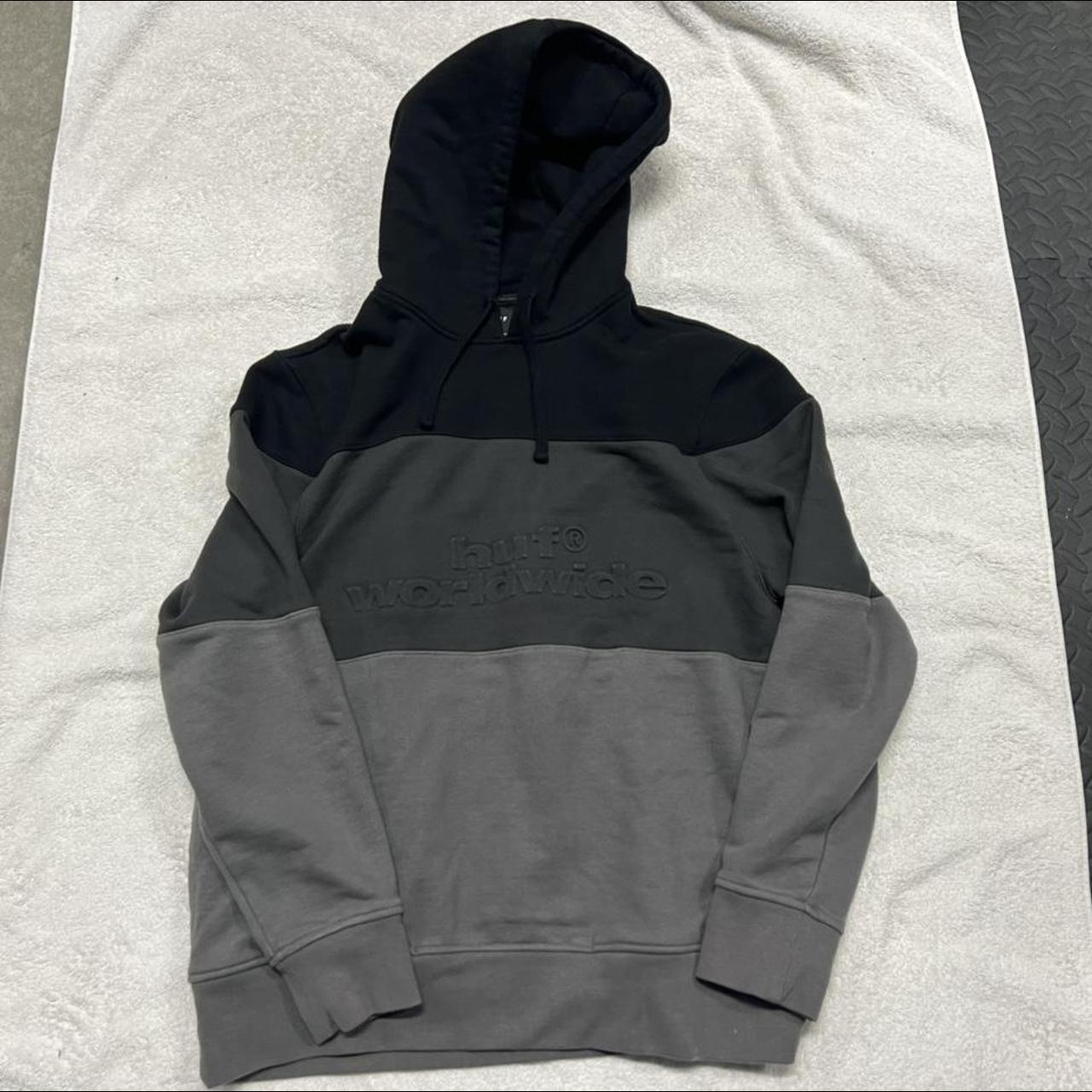 HUF Heavyweight Grey Gradient Hoodie Hoodie I never... - Depop