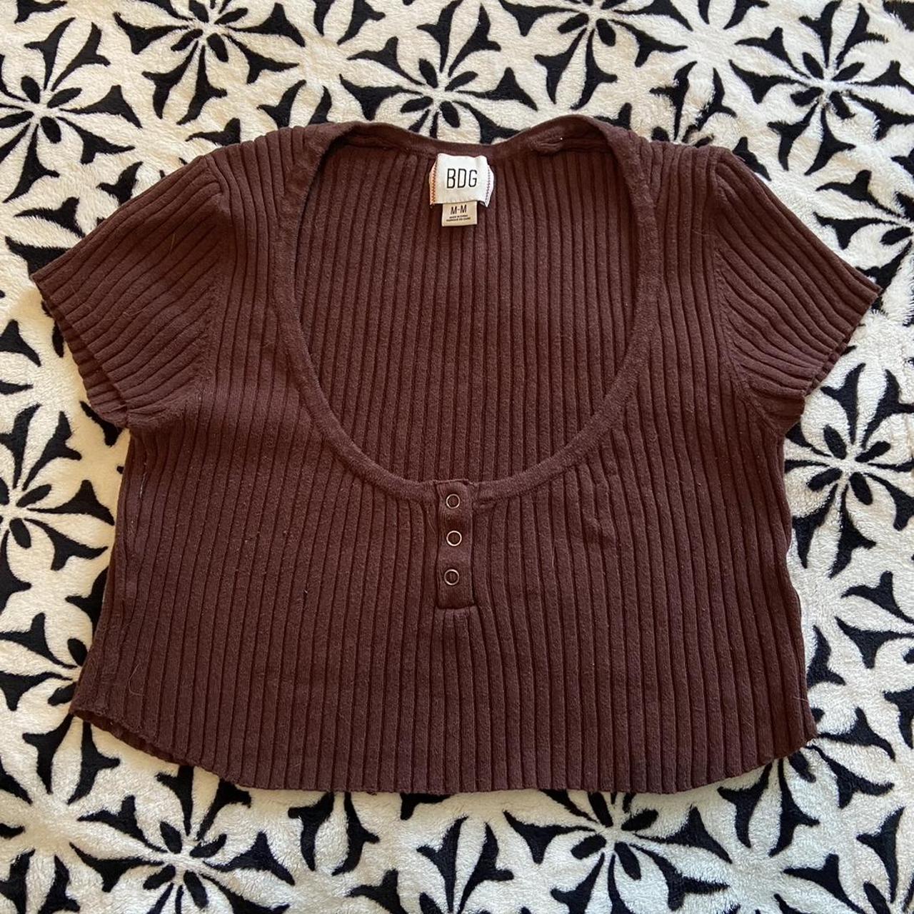 urban outfitters brown henley sweater top - worn a... - Depop