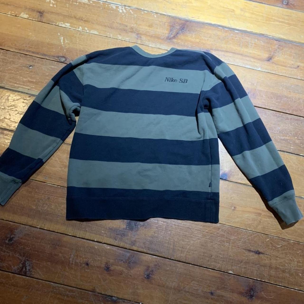 Nike Sb striped sweater army green and black Size Depop