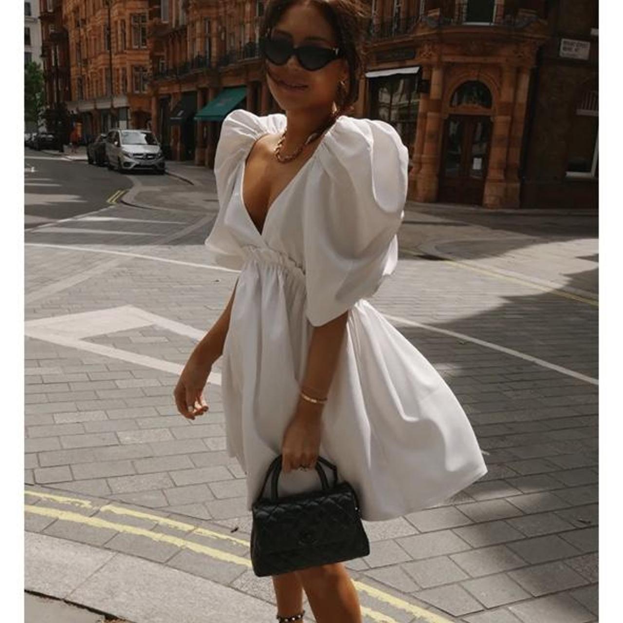 In The Style x Lorna Luxe volume sleeve bodysuit with oversized collar  detail in white - ShopStyle Tops