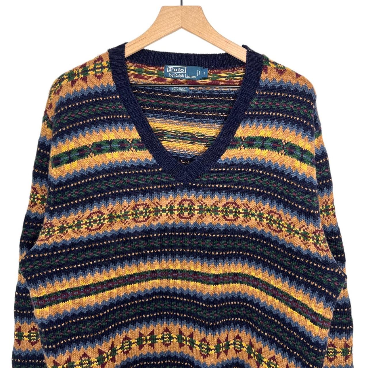 Polo Ralph Lauren Aztec Pattern Vintage 90s Knitted... - Depop