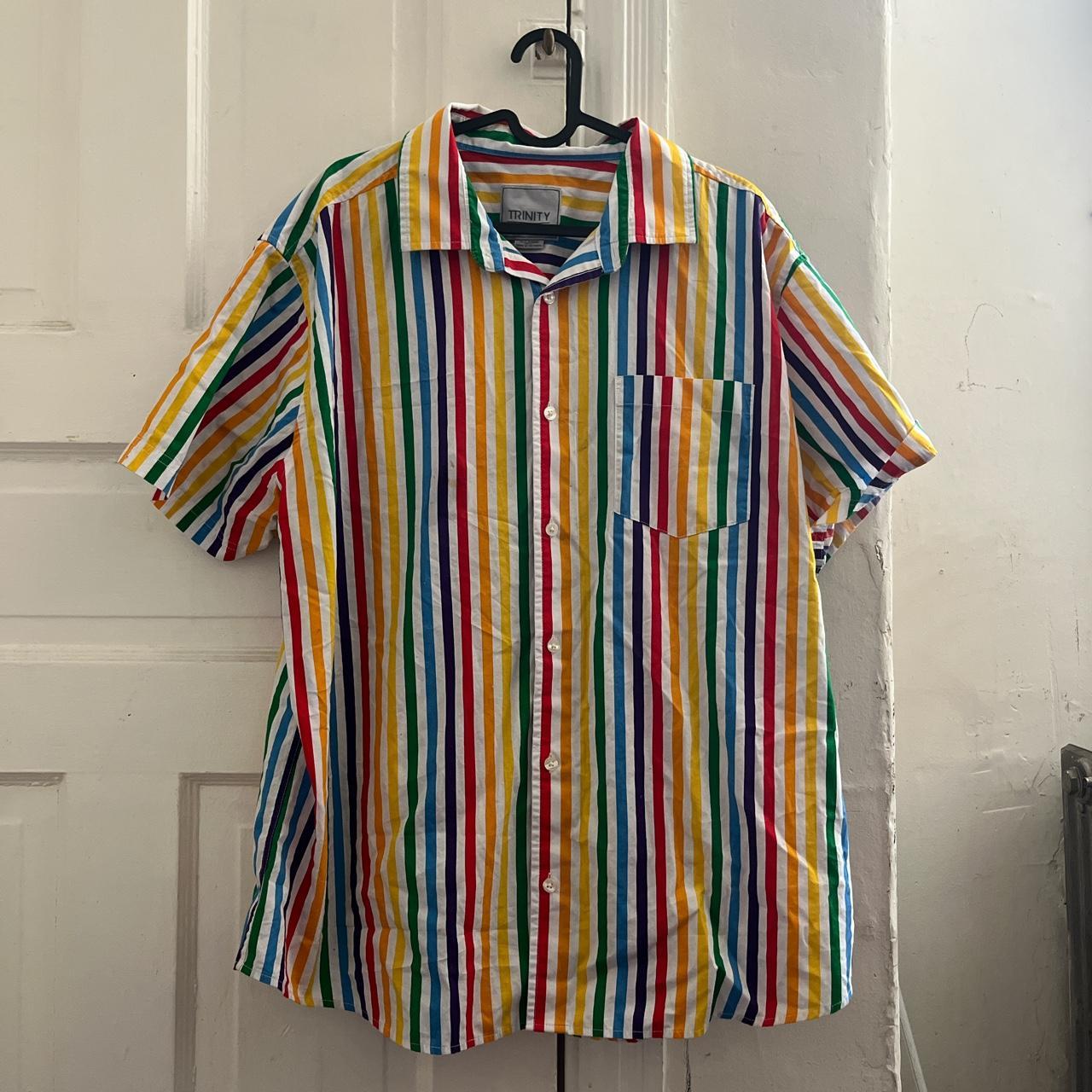 Cute men’s XL striped rainbow shirt! I love this... - Depop