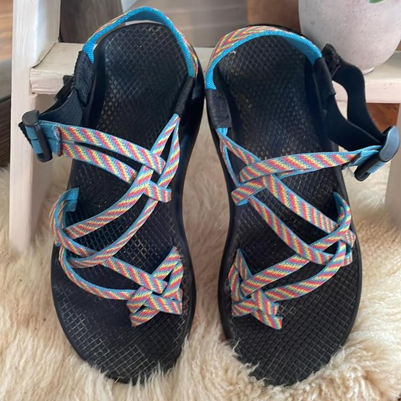 Chaco ZX/2 Classic Rainbow Sandals 7 Classic Chacos... - Depop