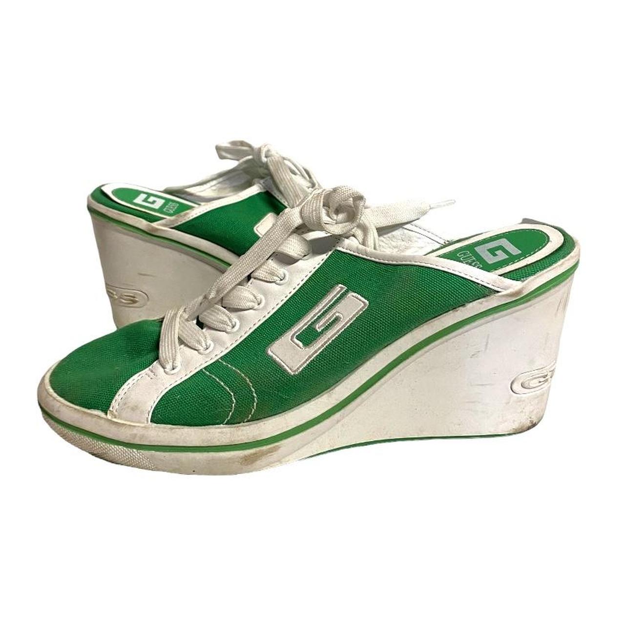 GUESS Y2K Canvas Green Chunky Wedge Sneakers Depop
