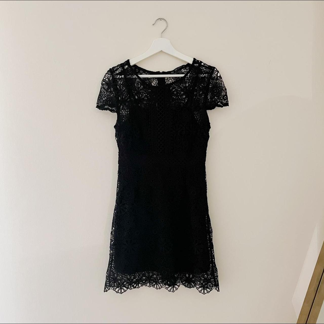 ️Black floral crochet mini dress ️Dress only, other... - Depop