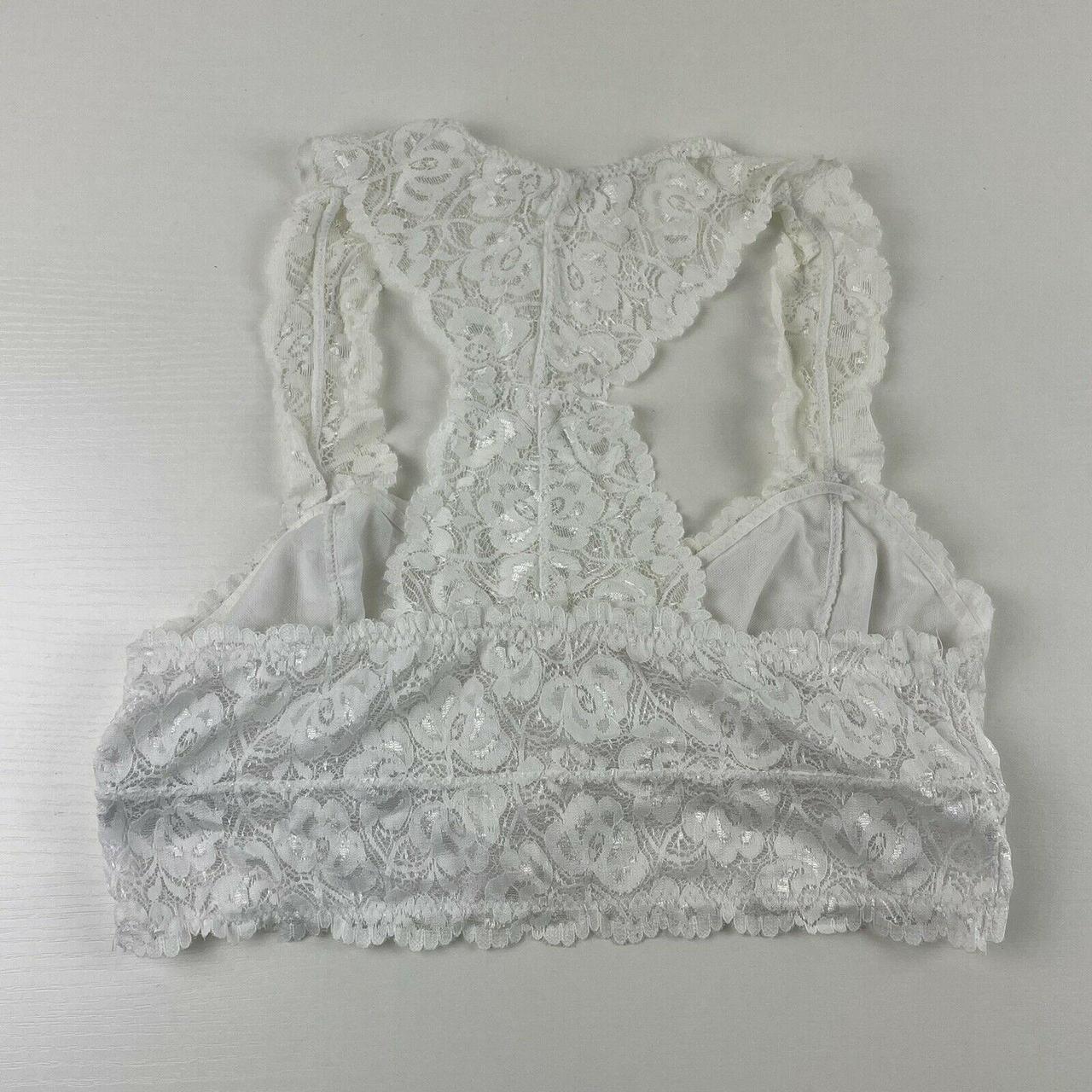 Anemone White Lace No Padding Wireless Racerback... - Depop