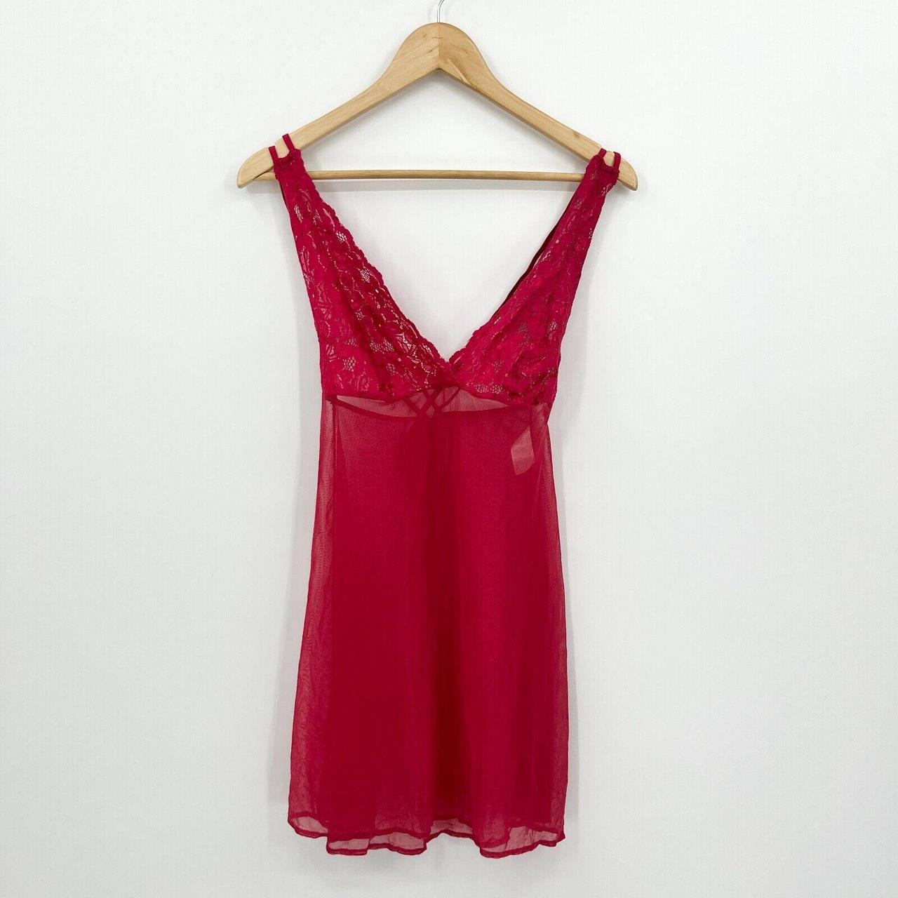Vinatge Babydoll Slip Dress Women Medium Red Chiffon... Depop