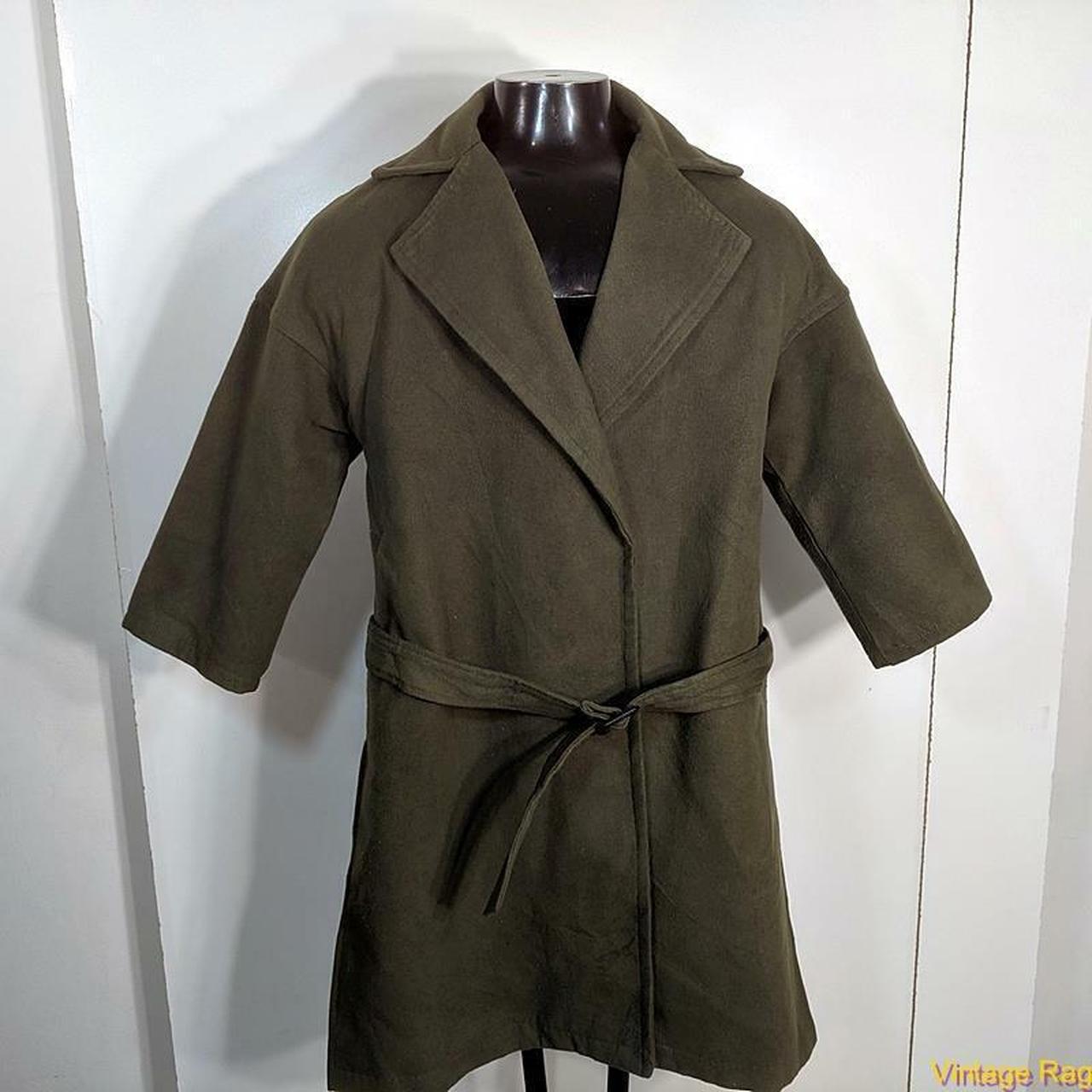 HK Wool Cashmere Jacket Coat Womens size M Olive... - Depop