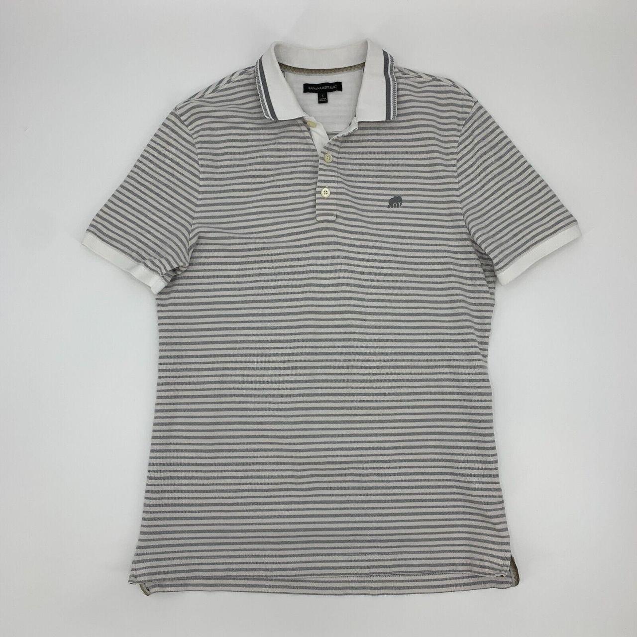 Banana Republic Polo Shirt Mens S Small Gray White... - Depop