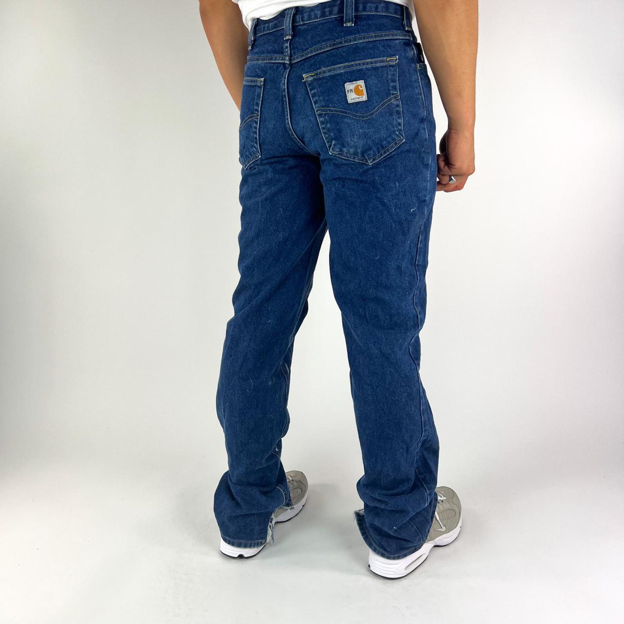 Vintage Blue Carhartt Carpenter Trousers Pants Jeans... - Depop