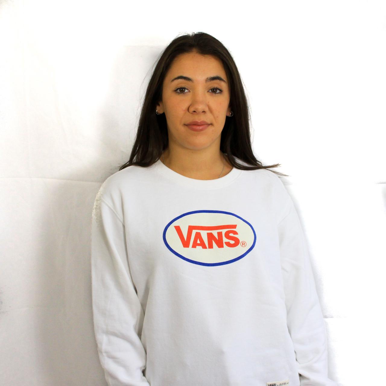 Vintage 90s White Vans Sweatshirt Womens... Depop