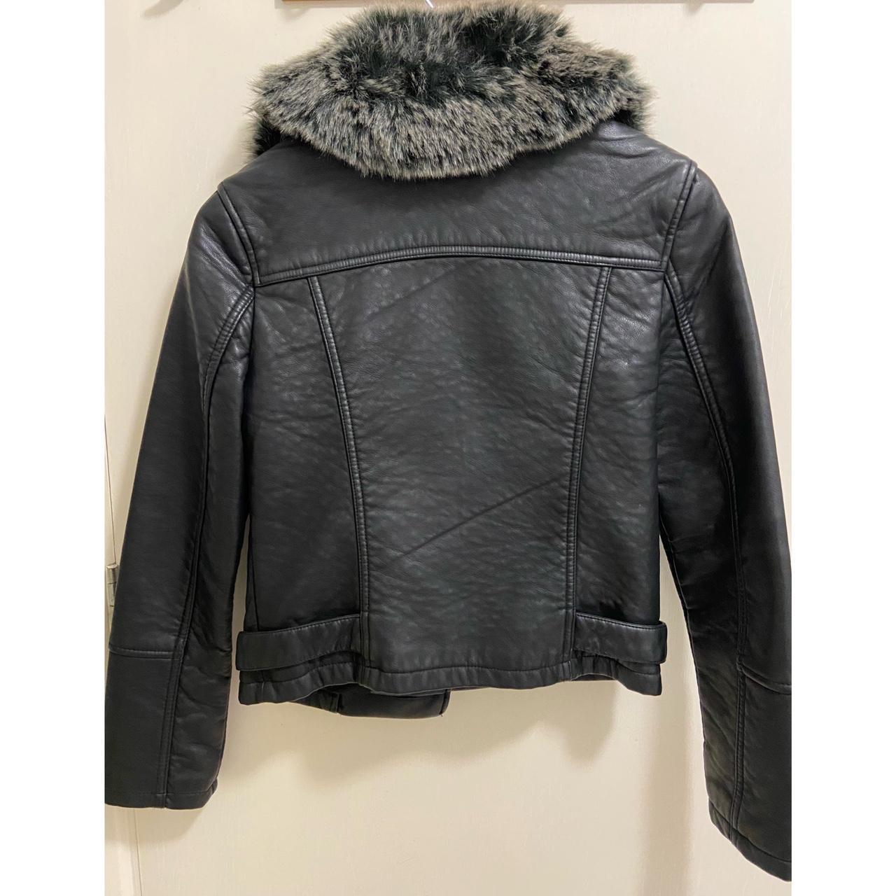 Womens Thick Leather Jacket Black. UK Size... Depop