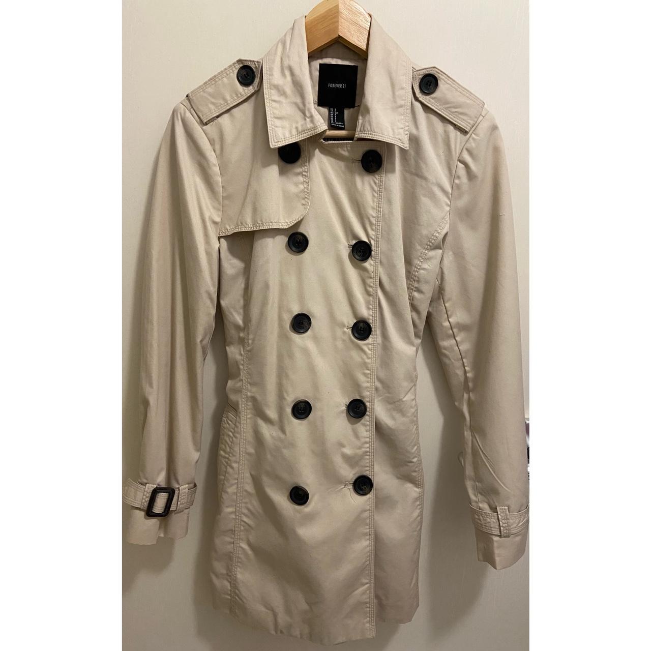 FOREVER 21 Trench Jacket/Coat - Beige/Cream/Tan. UK... - Depop