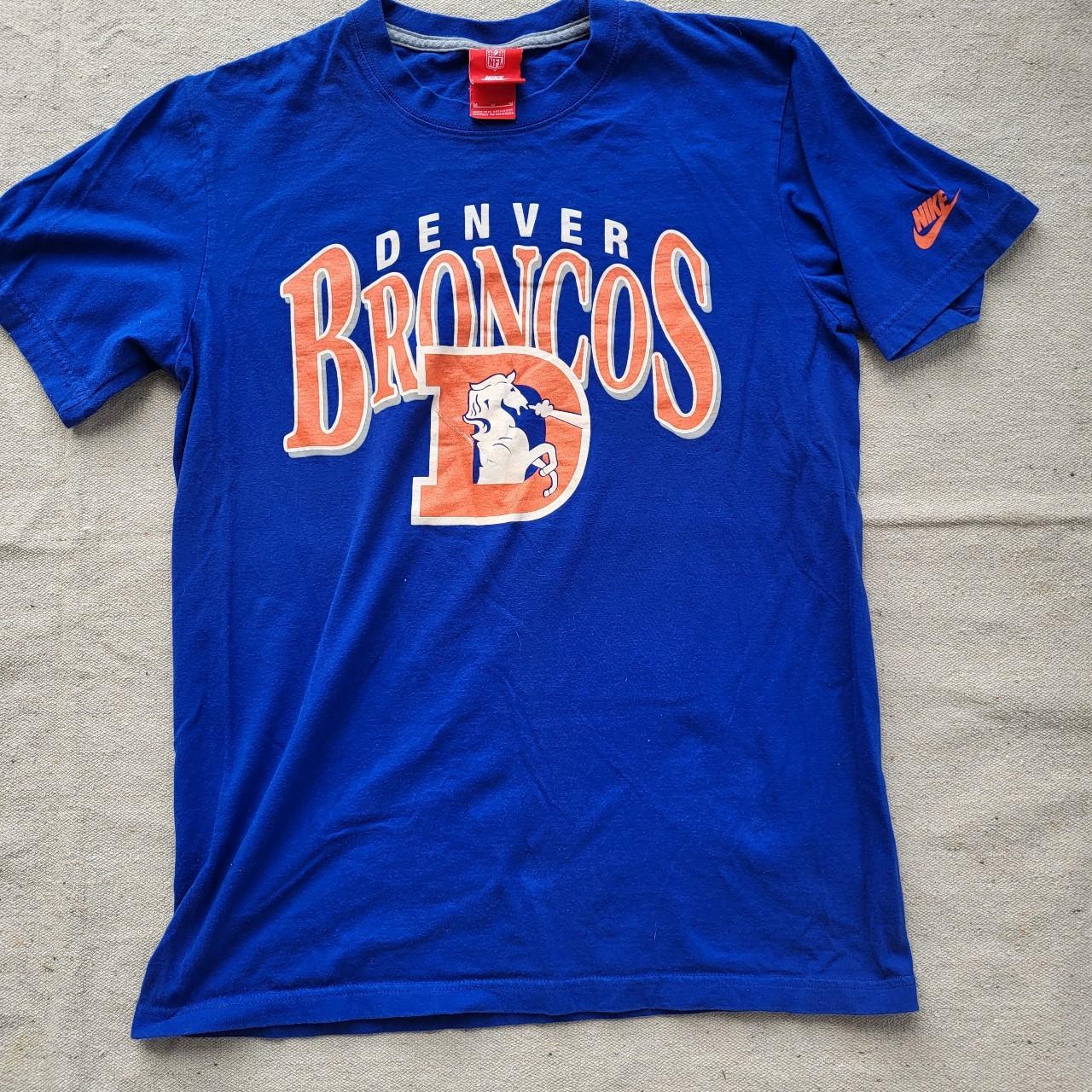 Nike Broncos T-shirt in good condition. Small line... - Depop