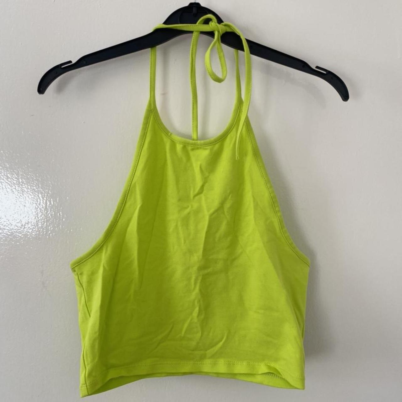 H&M Women's Yellow and Green Crop-top | Depop