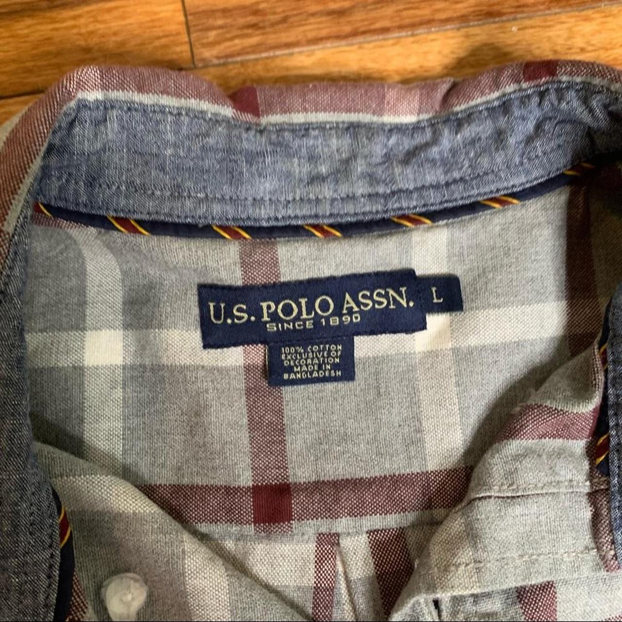 U.S. Polo Assn. Men's Grey and Burgundy Shirt (2)
