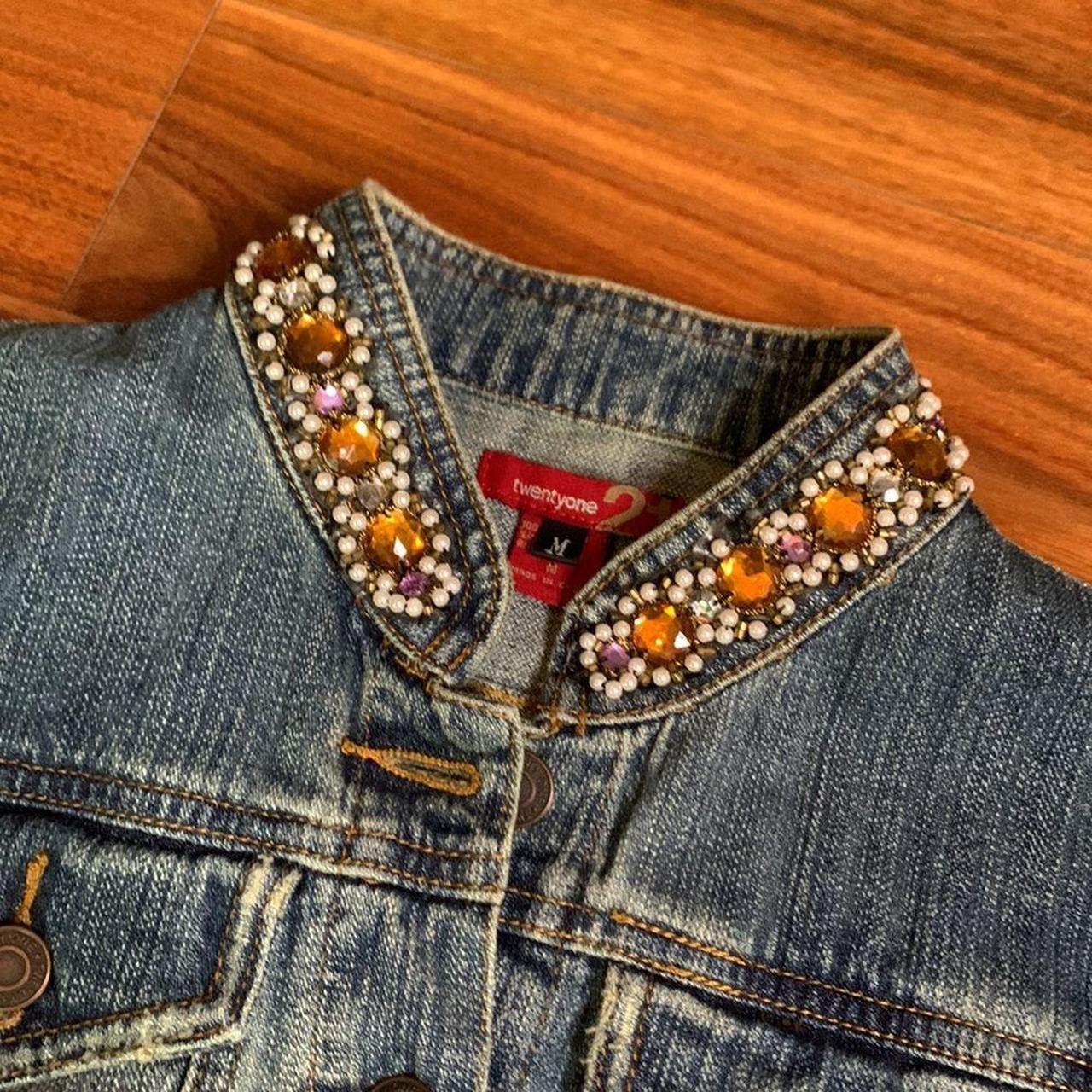 Embellished Cropped Jean Jacket Twenty One Juniors Depop   P0 