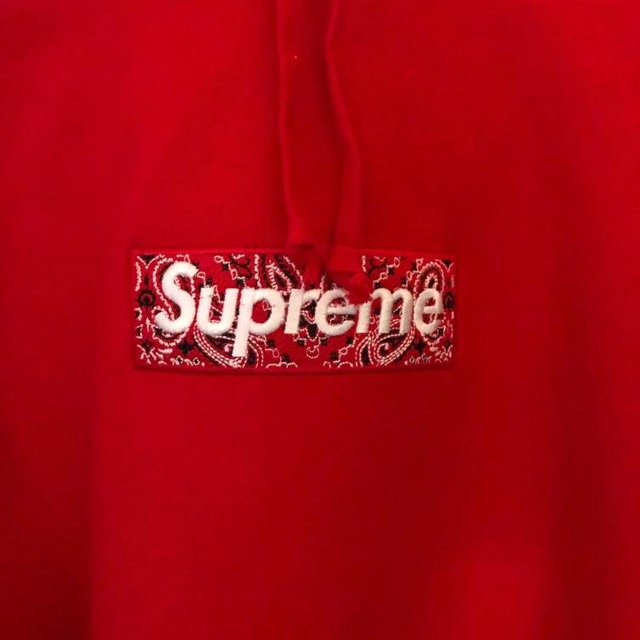 red supreme bandana box logo hoodie. size medium.... - Depop