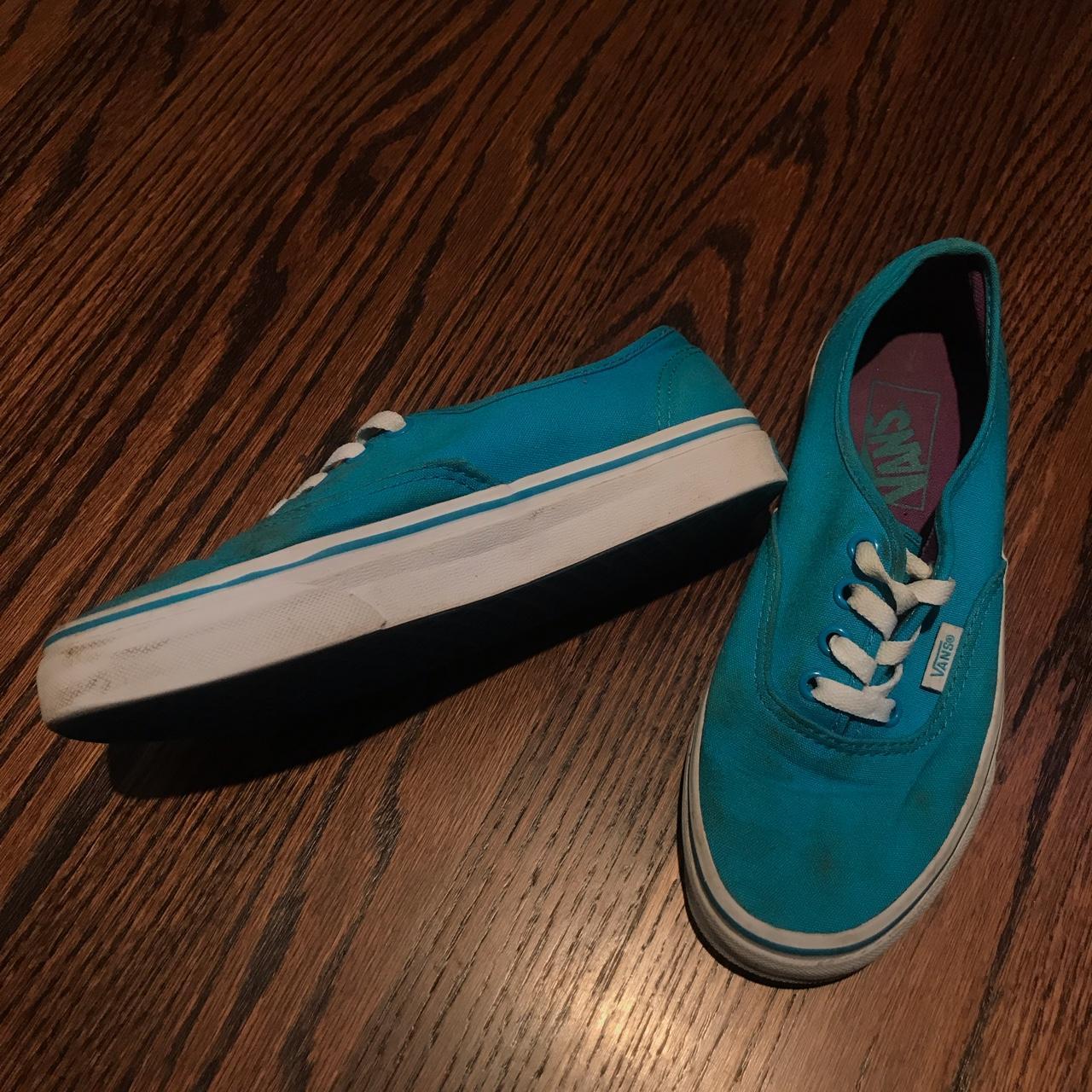 Turquoise blue vans with purple lining ♡ US Womens... - Depop