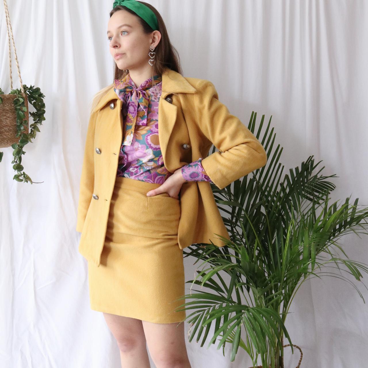Vintage mustard yellow skirt suit 🌸 - size not... - Depop