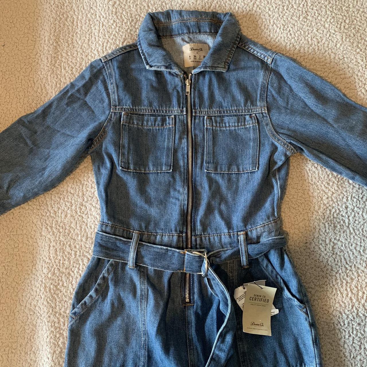 Primark denim jumpsuit boiler suit. Size 6. Belt and. Depop