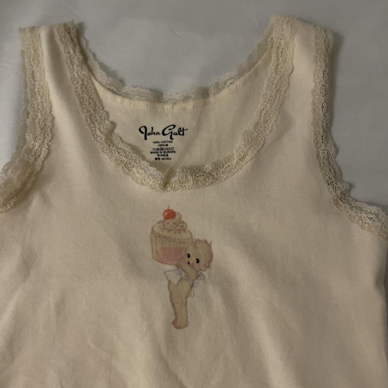 Camiseta Sin Mangas Brandy Melville Ronnie V-Neck - Blancos, Encaje Y Corte Cropped