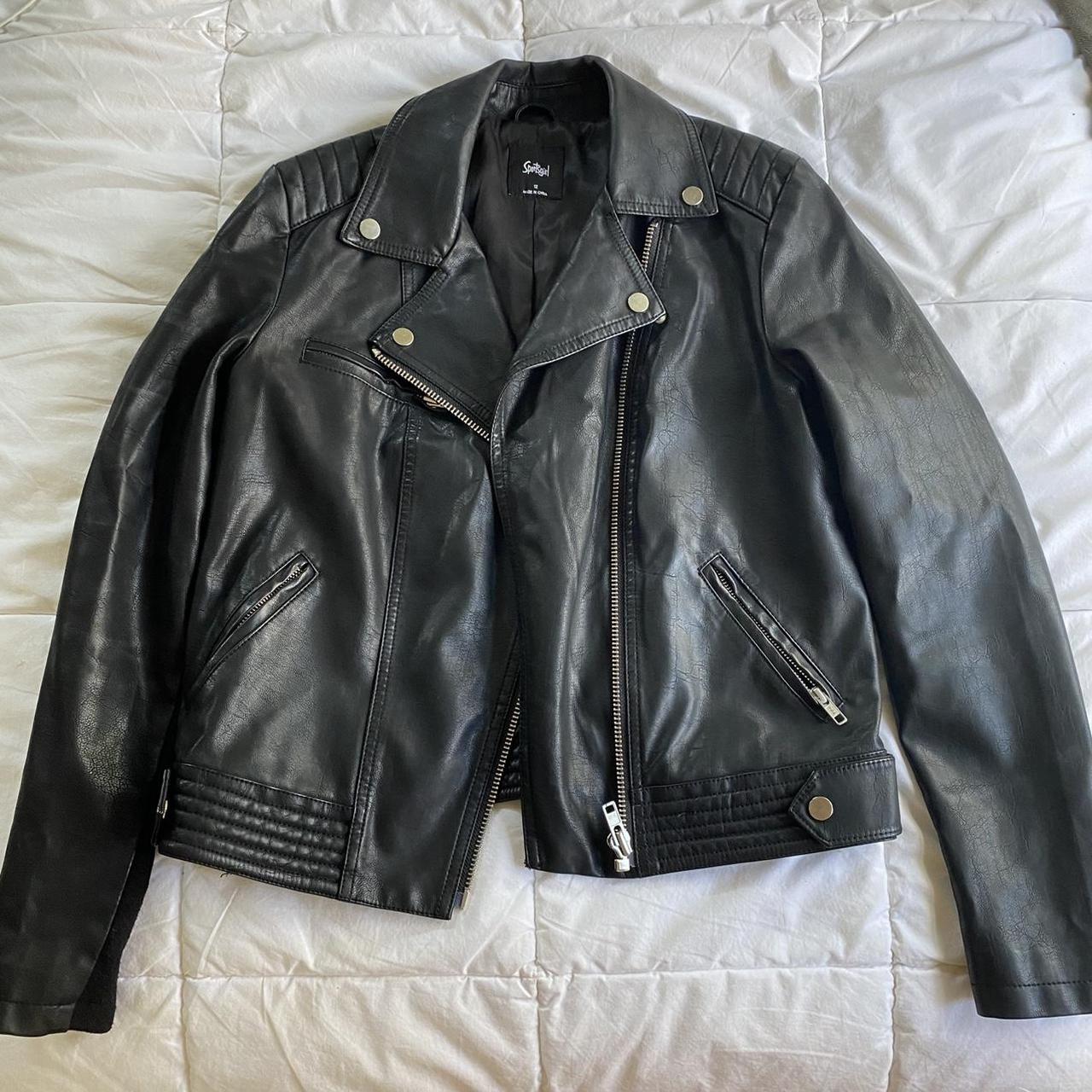 SPORTSGIRL LEATHER JACKET size AU12, fits more like... Depop