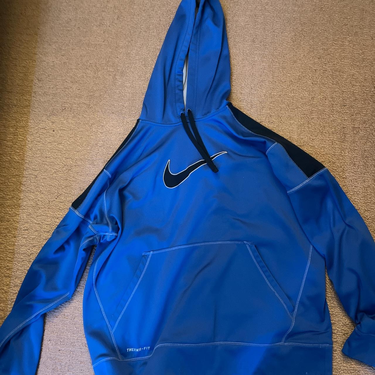 Nike Men's Black and Blue Hoodie | Depop