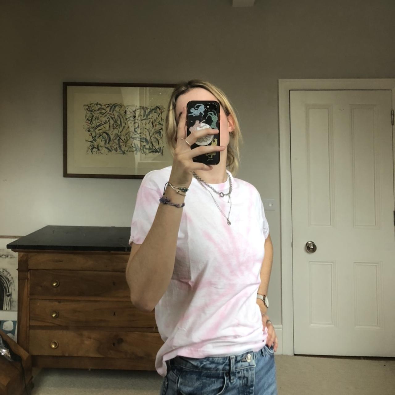 Baby pink and white Tie-Dye t-shirt, brand new, size... - Depop