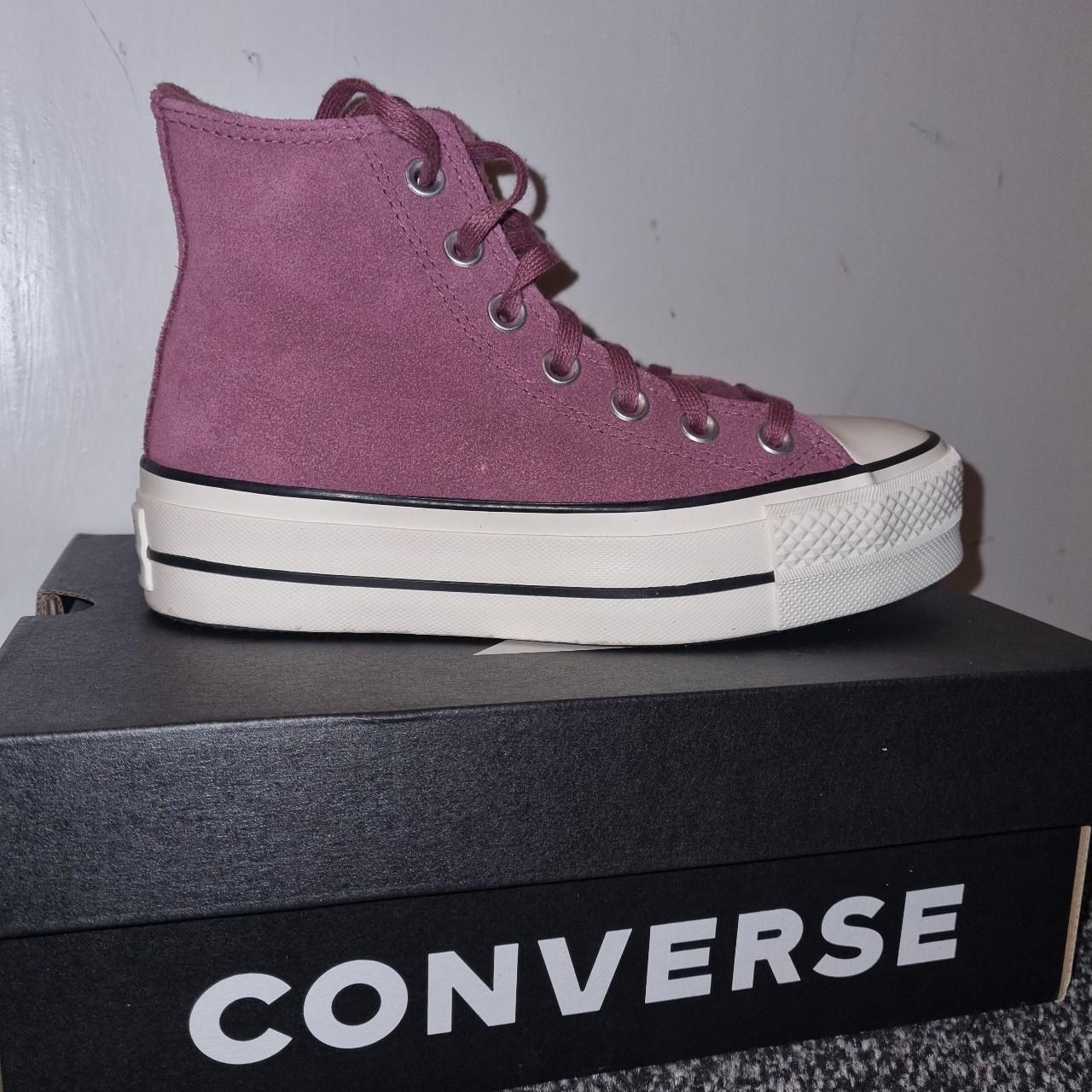 Purple suede platform converse size 3 worn once... - Depop